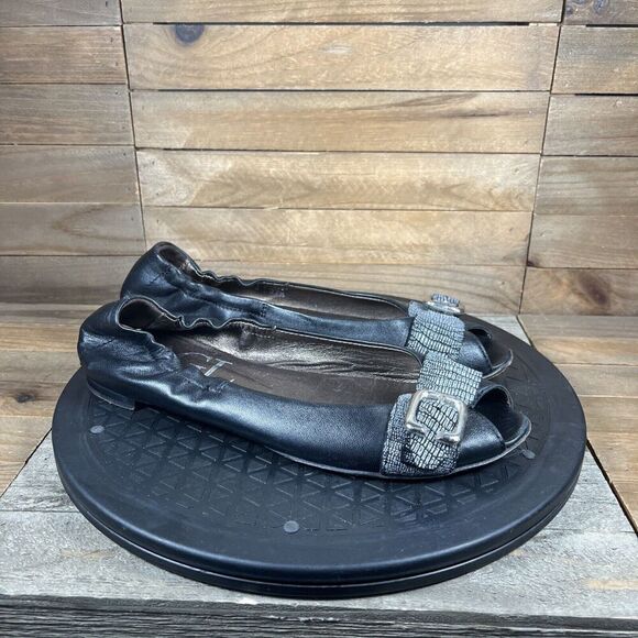 AGL Womens Size 7.5 EAttilo Giusti Leombruni Peep Toe Leather Ballet Flats 37.5 - Picture 1 of 10